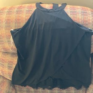 Black halter top shirt w/lace